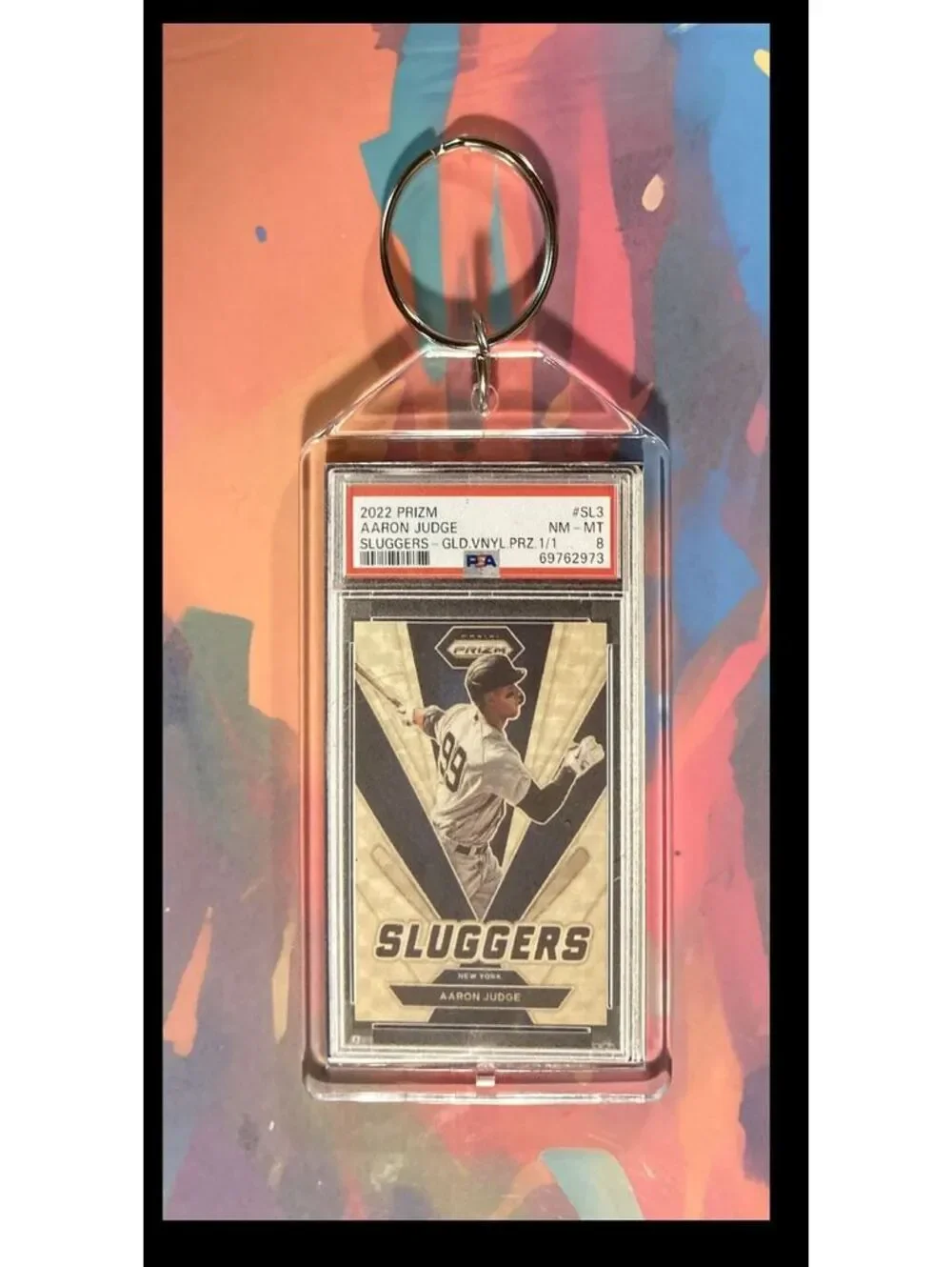 3052 Aaron Judge 2022 Panini Prizm Gold SuperFractor Custom Keychain